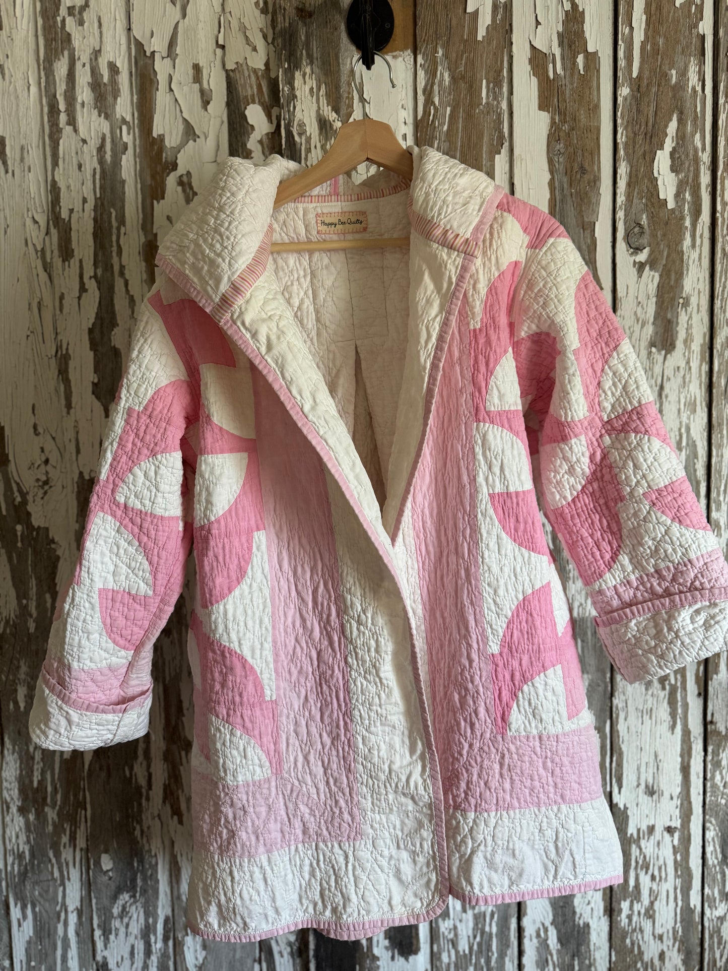 Drunkards Path Hooded Quilt Coat