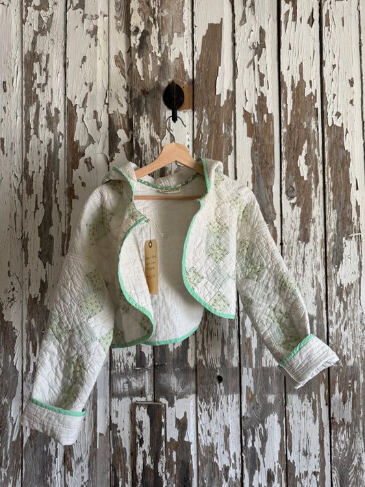 Cropped Hooded Quilt Coat